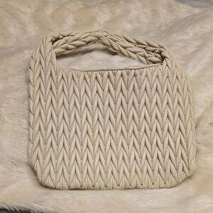 Shiraleah Cream Shoulder Bag with Quilted Texture